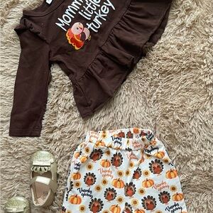 Thanksgiving Turkey Print Kids Bottoms